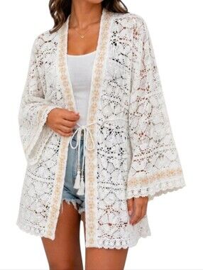 Free People Swim Cover Kimono Cardigan Sweater Womens Size OS